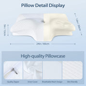 Cervical Pillow Memory Foam Pillows - Contour Memory Foam Pillow for Neck Pain Relief, Orthopedic Neck Bed Pillow for Side Sleepers Back and Stomach