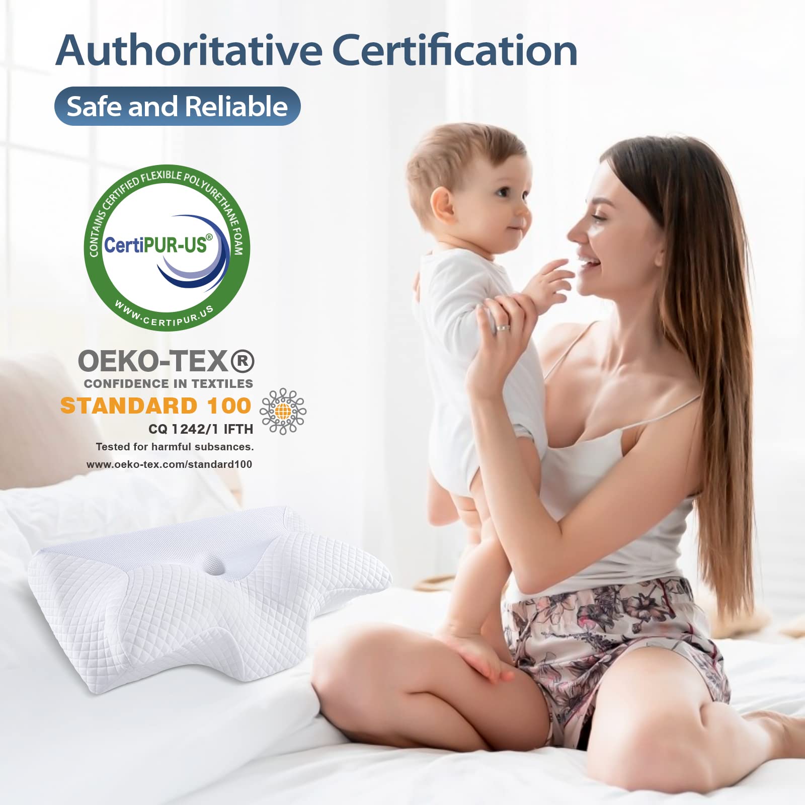 Cervical Pillow Memory Foam Pillows - Contour Memory Foam Pillow for Neck Pain Relief, Orthopedic Neck Bed Pillow for Side Sleepers Back and Stomach