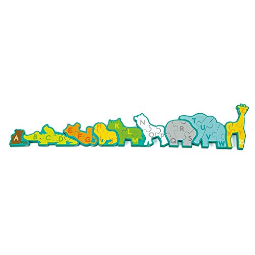 Wooden Animal Parade Building Blocks Alphabet Puzzle and Playset