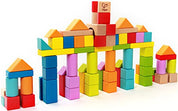 Wooden Building Block Set with Cotton Storage Bag