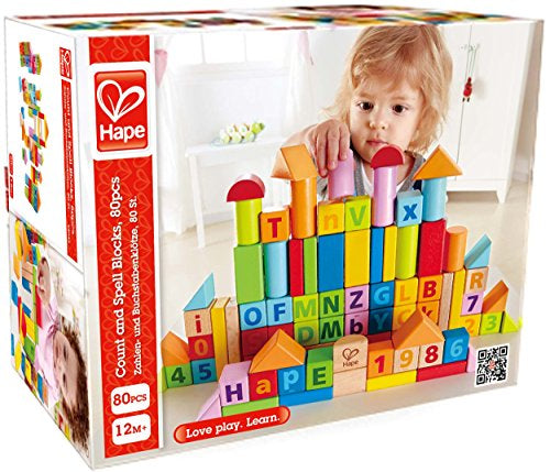 Wooden Building Block Set with Cotton Storage Bag