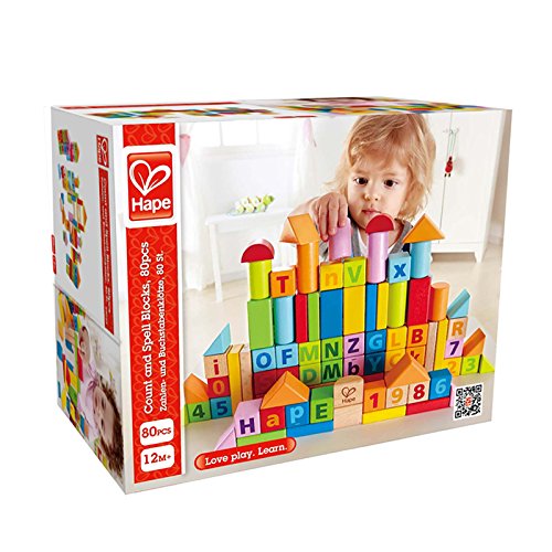 Wooden Building Block Set with Cotton Storage Bag