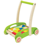 Block and Roll Cart Toddler Wooden Push and Pull Toy