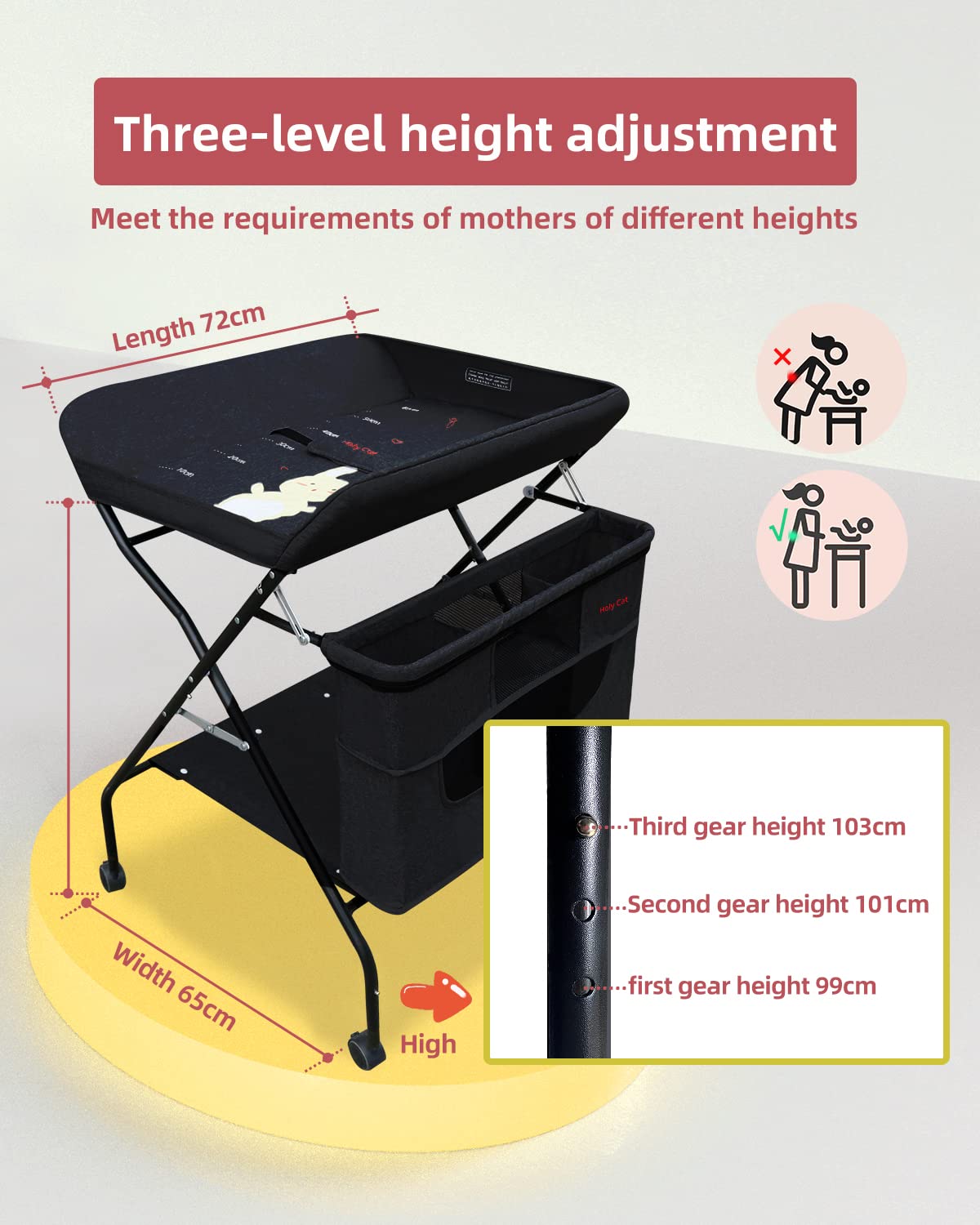 Baby Portable Changing Table with Wheels