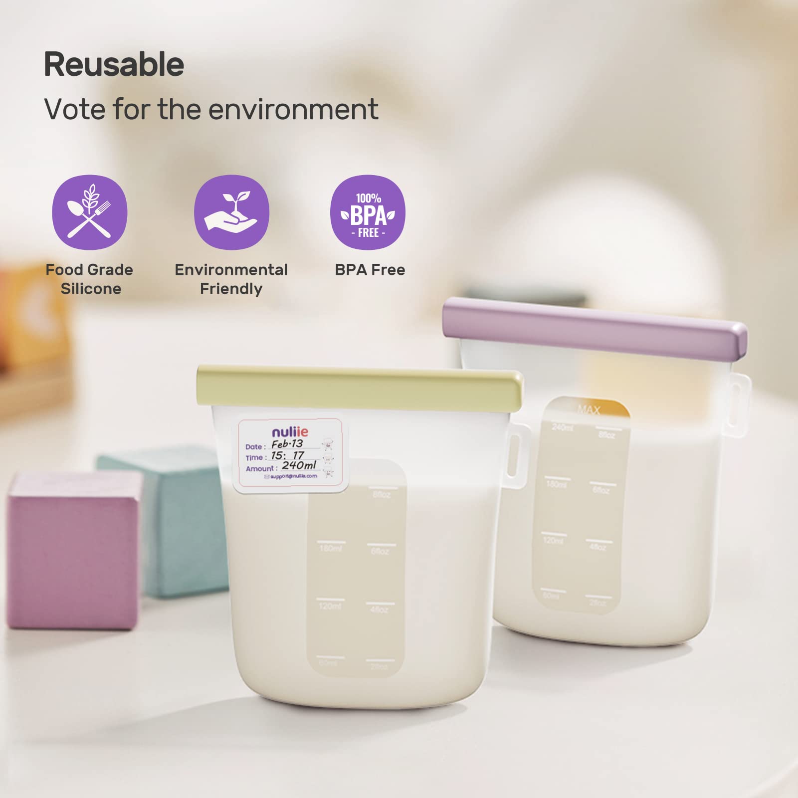 Silicone Breastmilk Storage Bags Reusable