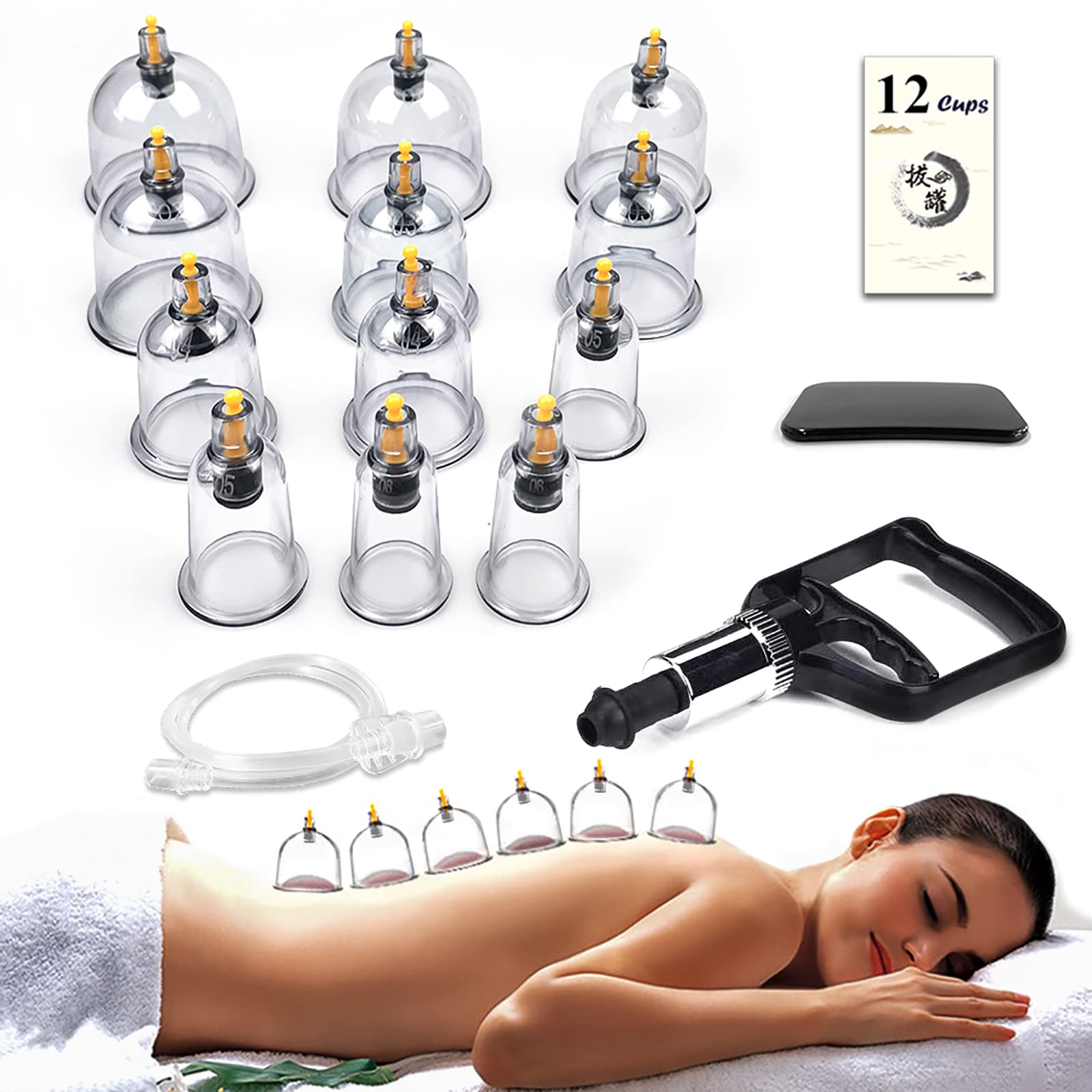 12 Therapy Cups Cupping Set with Pump
