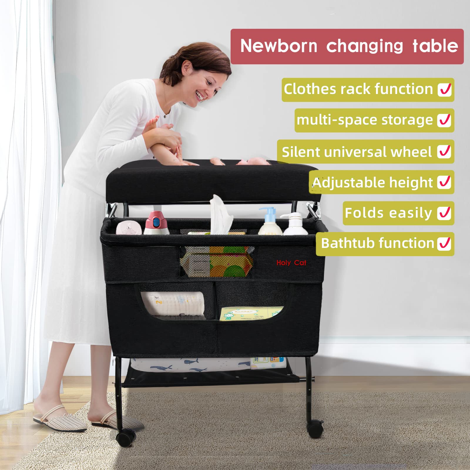 Baby Portable Changing Table with Wheels