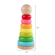 GEMEM Stacking Rings Toy Wooden Rainbow Stacker Toddler Learning Toys for 18 Months 2 Year Old Baby Boys Girls Non-Toxic