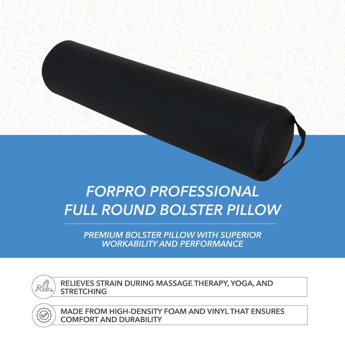 Round Bolster Pillow, Black