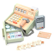 UMU® Wooden Cash Register for Kids - Includes Accessories (Scanner, Payment Terminal, Play Money, etc.), Role Play Shop & Accessories for Children Ages 3 4 5 6