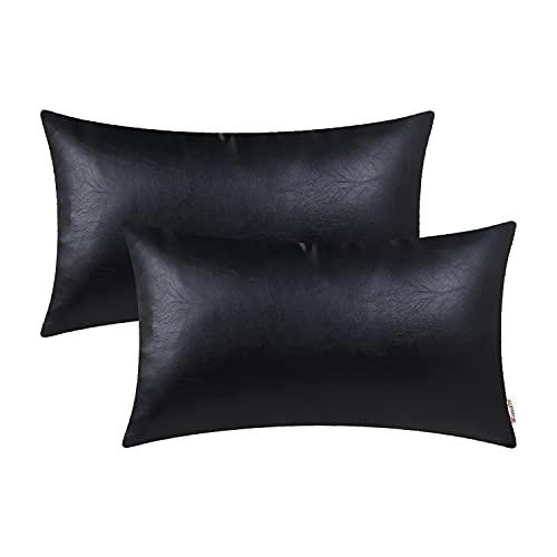 Black faux leather throw pillows best sale