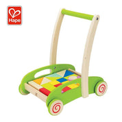 Block and Roll Cart Toddler Wooden Push and Pull Toy
