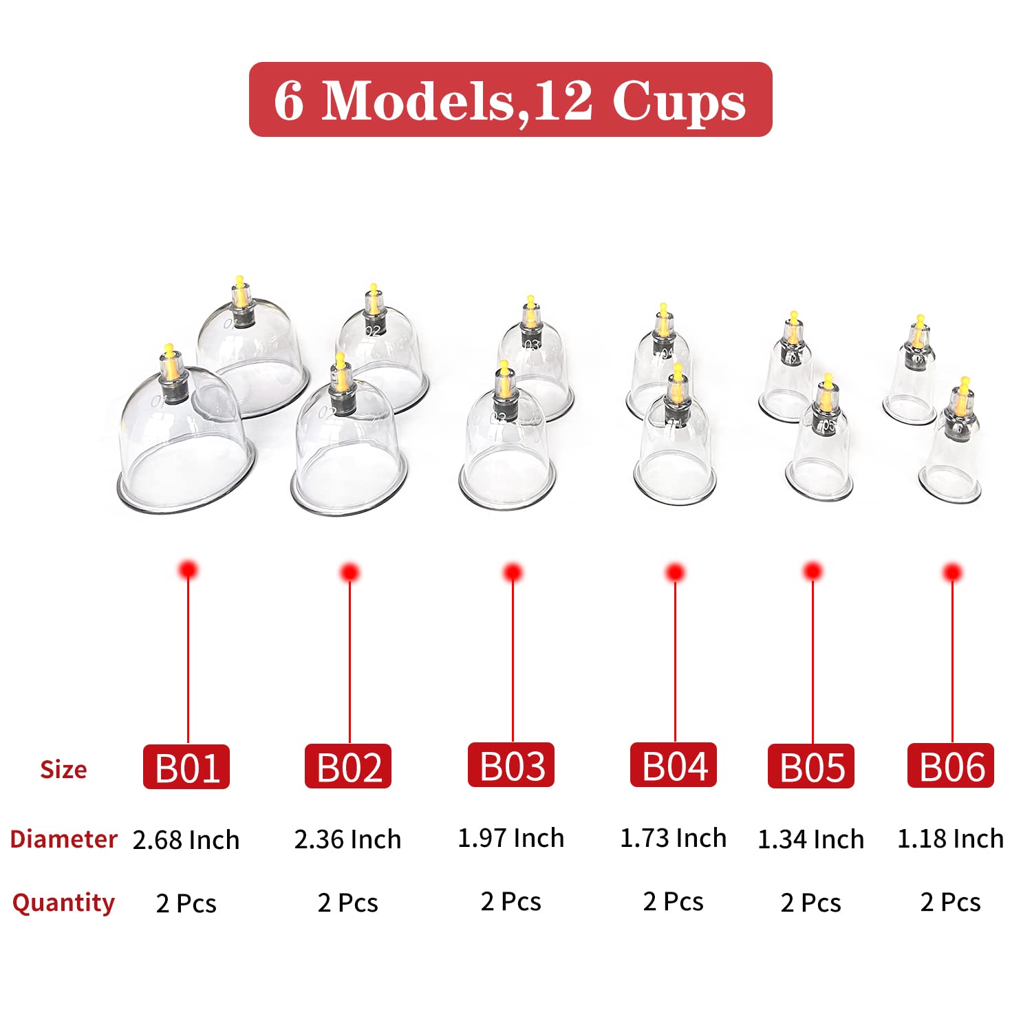 12 Therapy Cups Cupping Set with Pump