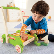 Block and Roll Cart Toddler Wooden Push and Pull Toy