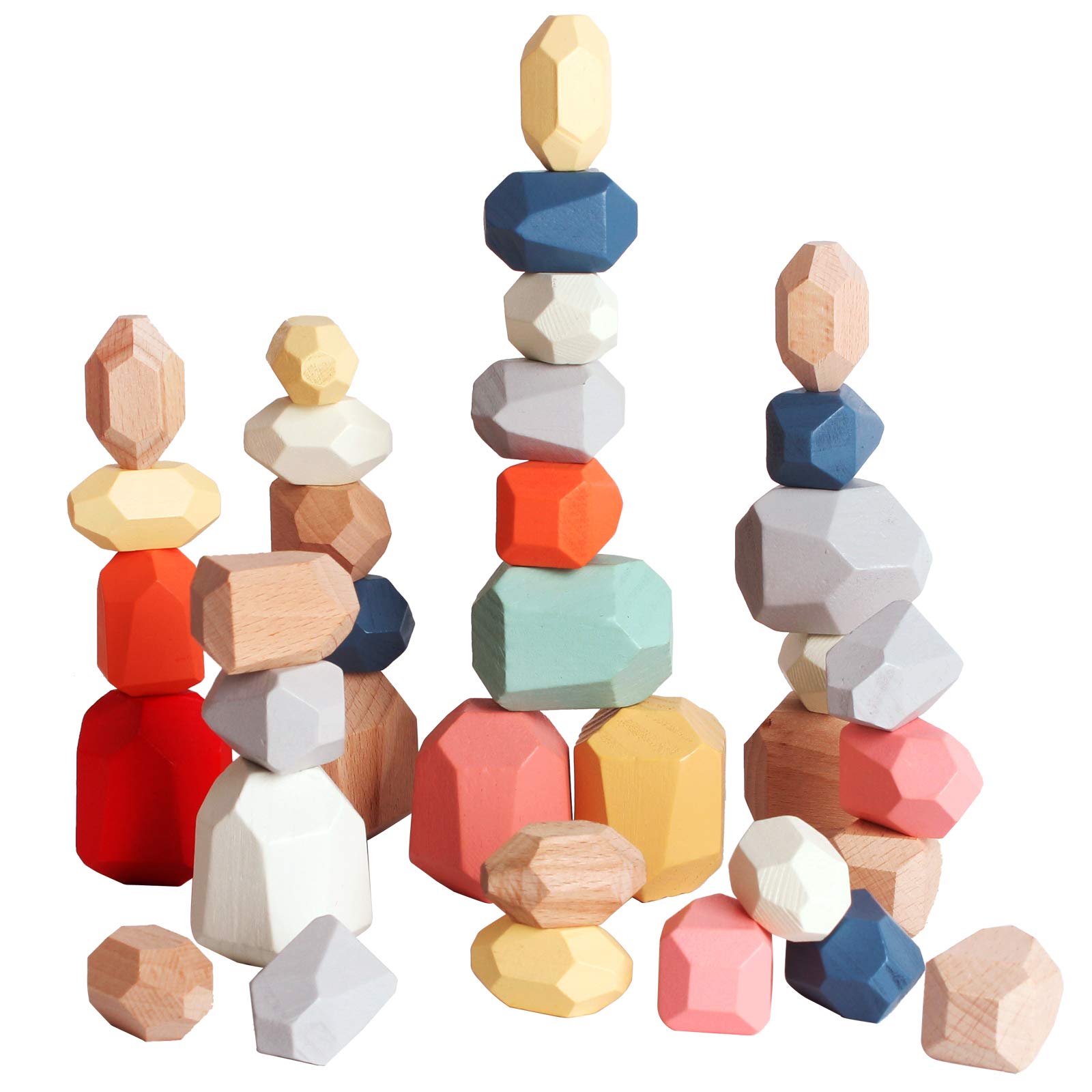 Wooden Sorting Stacking Rocks Stones