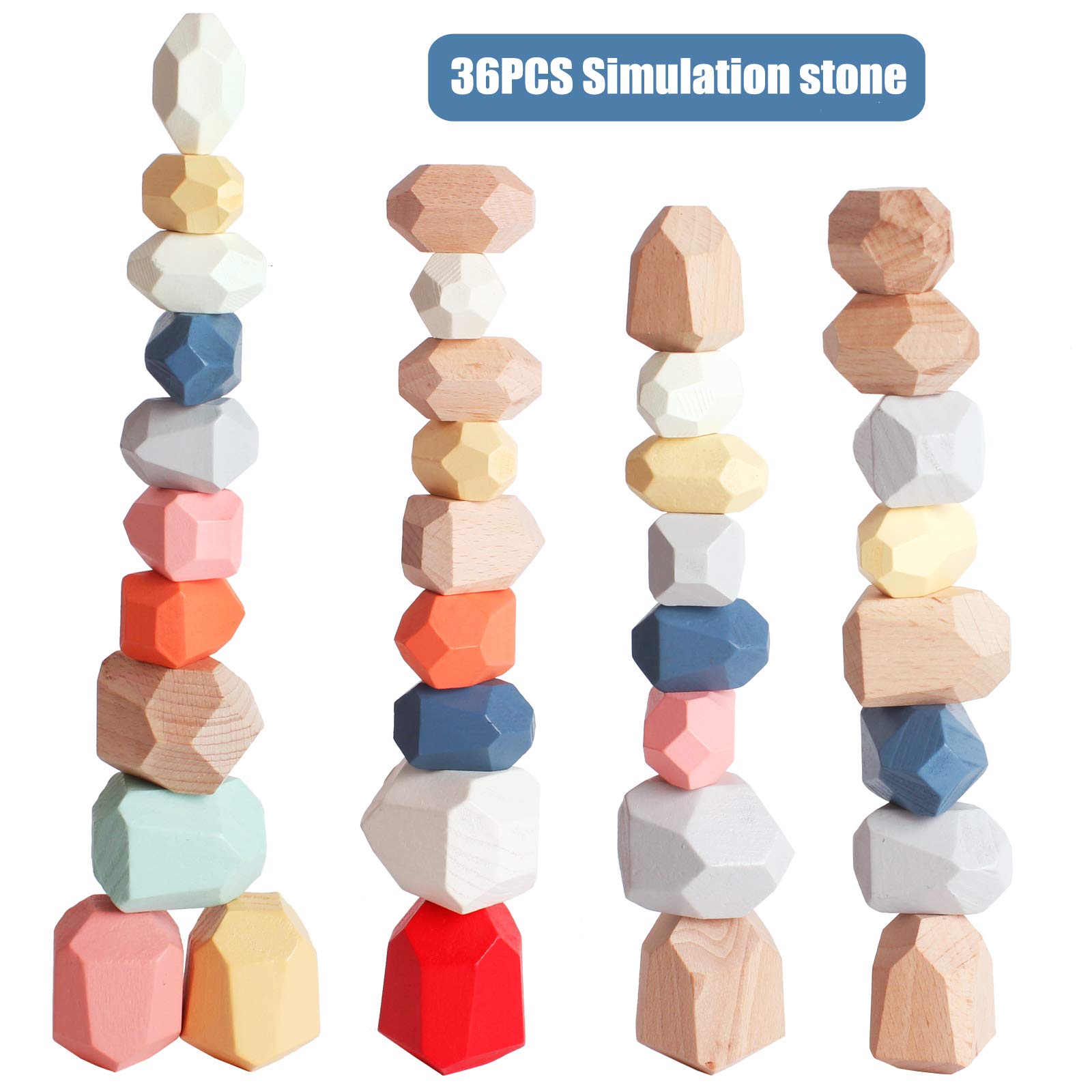 Wooden Sorting Stacking Rocks Stones