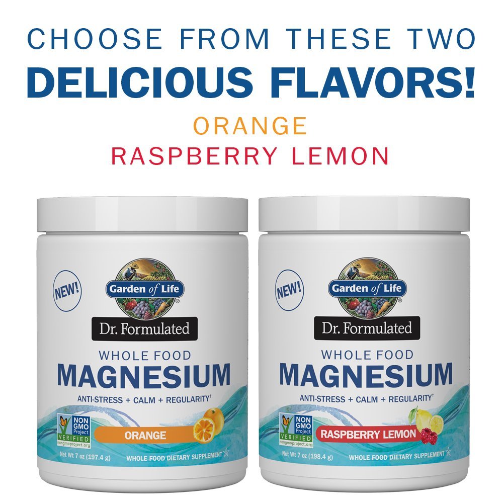 Garden of Life Whole Food Magnesium Powder, Raspberry Lemon - Vegan, Gluten & Sugar Free Supplement with Probiotics for Calm & Regularity