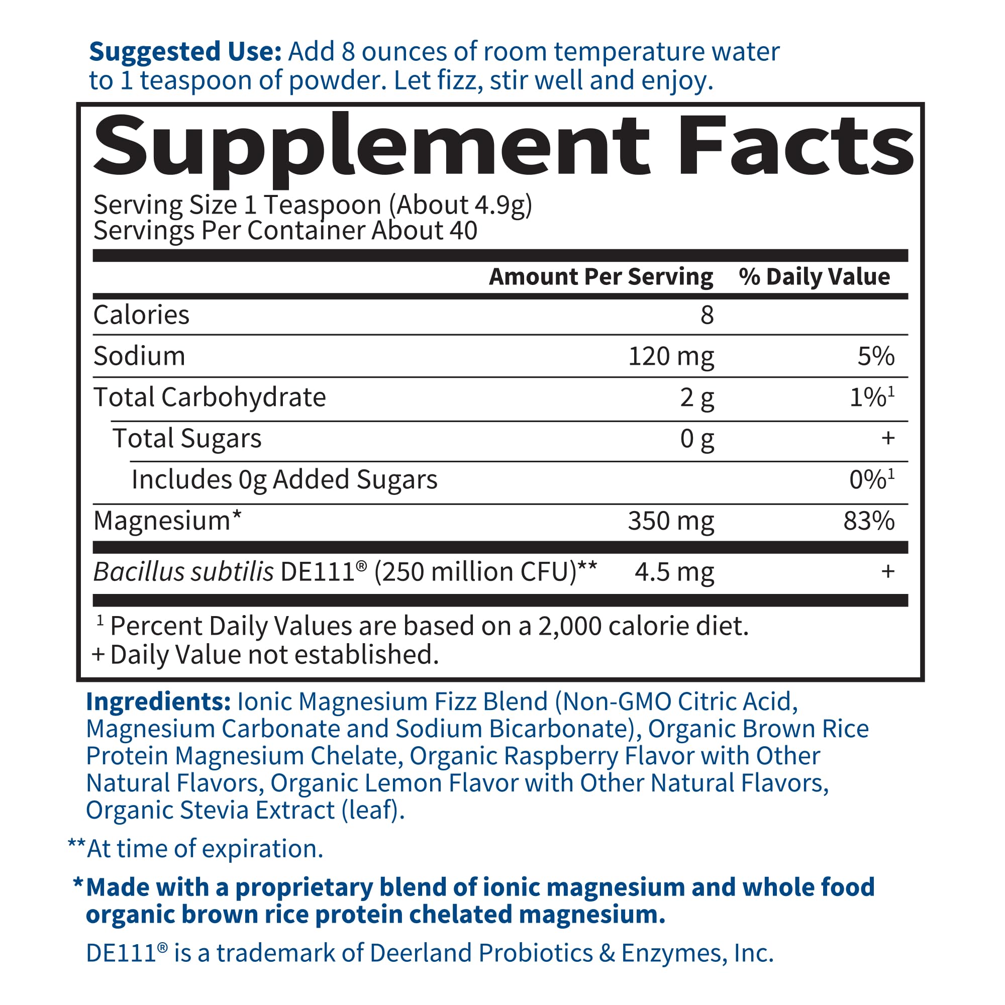 Garden of Life Whole Food Magnesium Powder, Raspberry Lemon - Vegan, Gluten & Sugar Free Supplement with Probiotics for Calm & Regularity