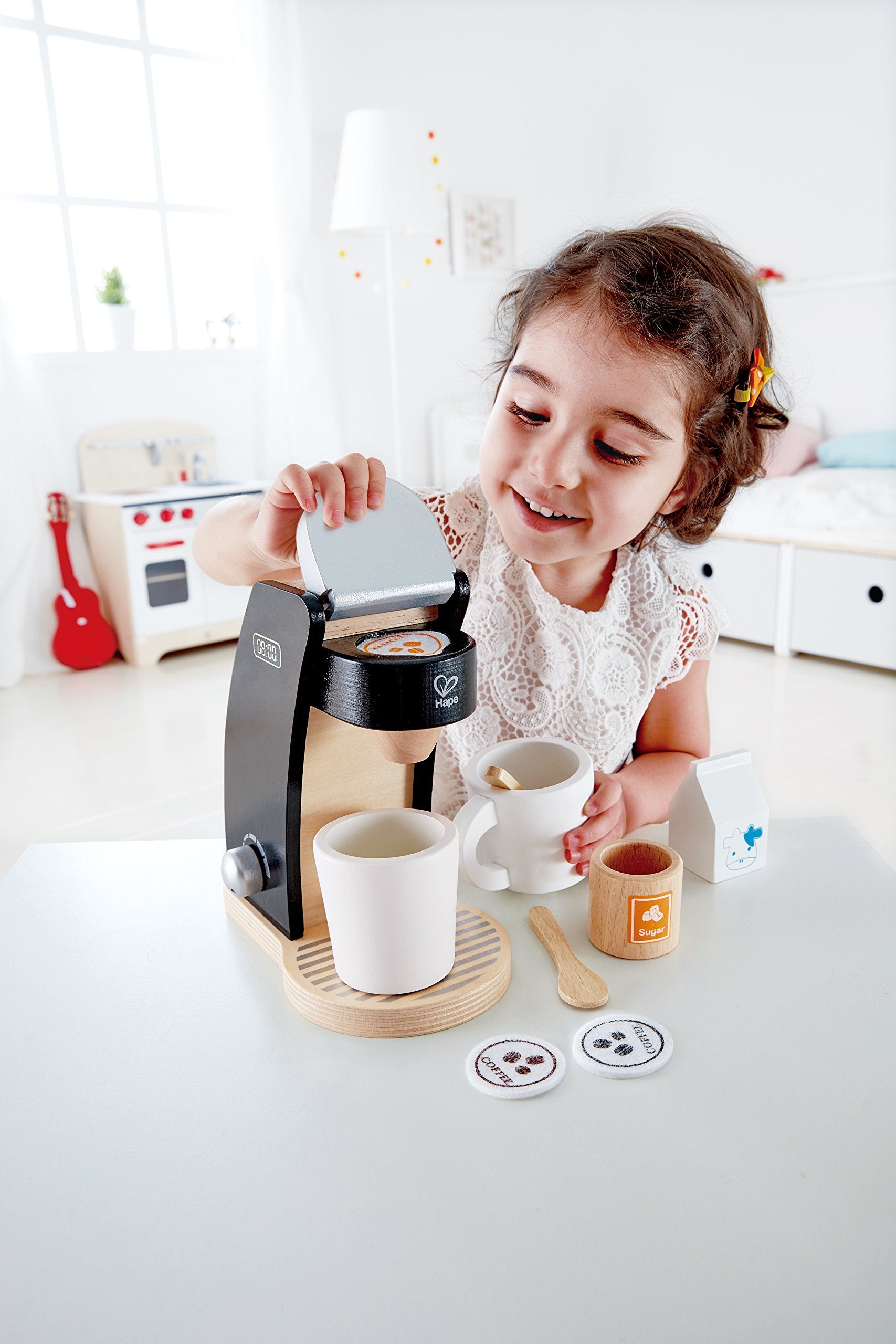 Wooden Black Coffee Maker Kitchen Set with Accessories